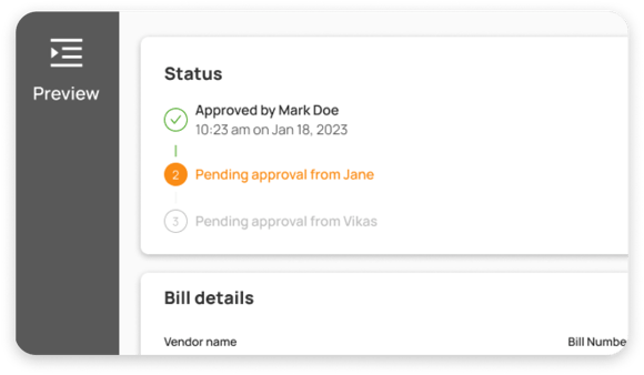 product screen close-up of Approval status