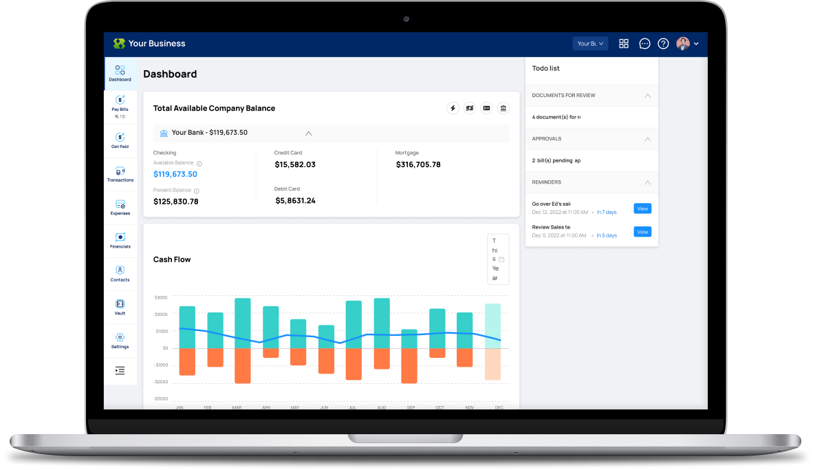 image of laptop with Business Center dashboard